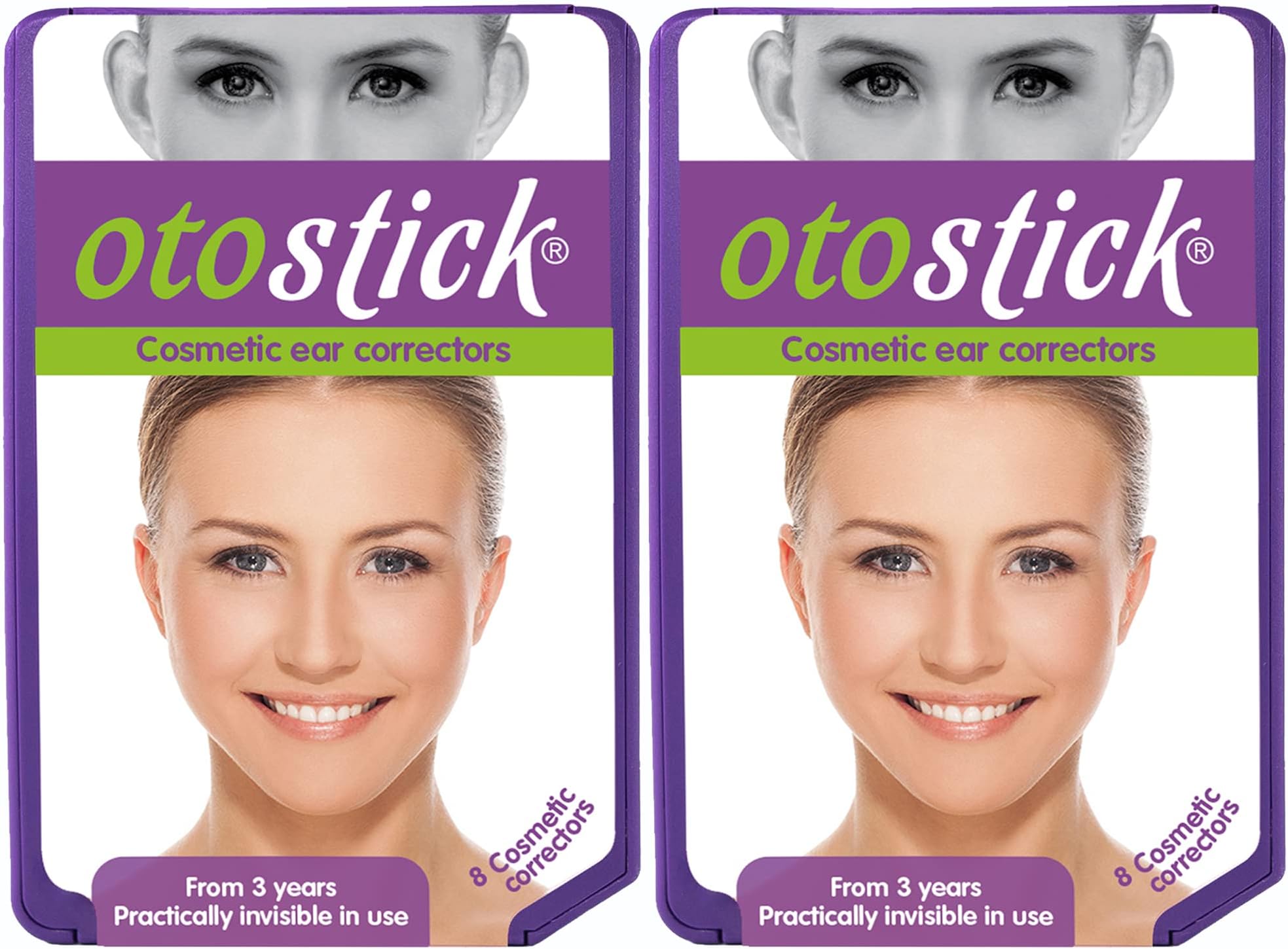 2 Pack 8 Count Cosmetic Discreet Protruding Ear Corrector - Corrective Ear Care Products for Ear Pinning without Surgery from 3 Years.
