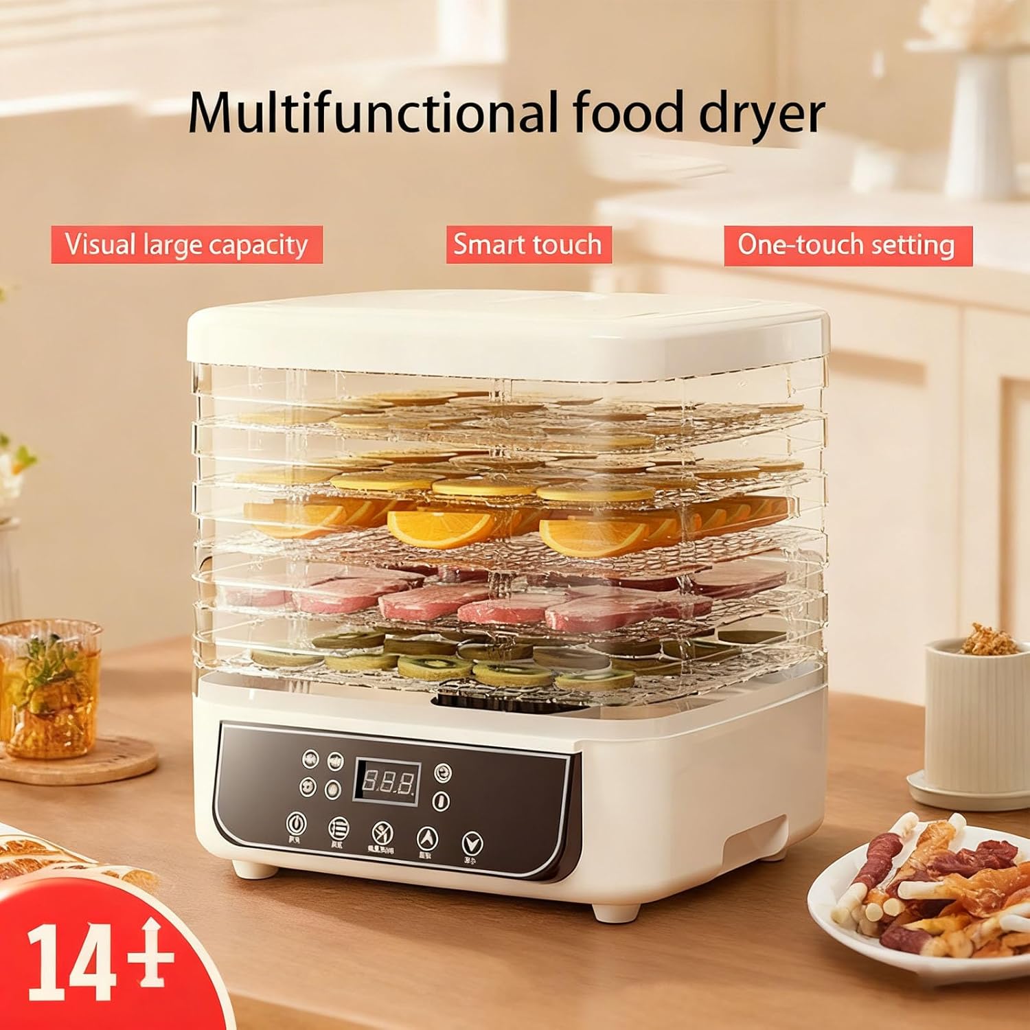 5-Layer Electric Food Dehydrator Machine with 72H Digital Timer & Adjustable Temperature, 360° Hot Air Circulation for Dehydrating Meat, Fruits, Vegetables & Pet Food