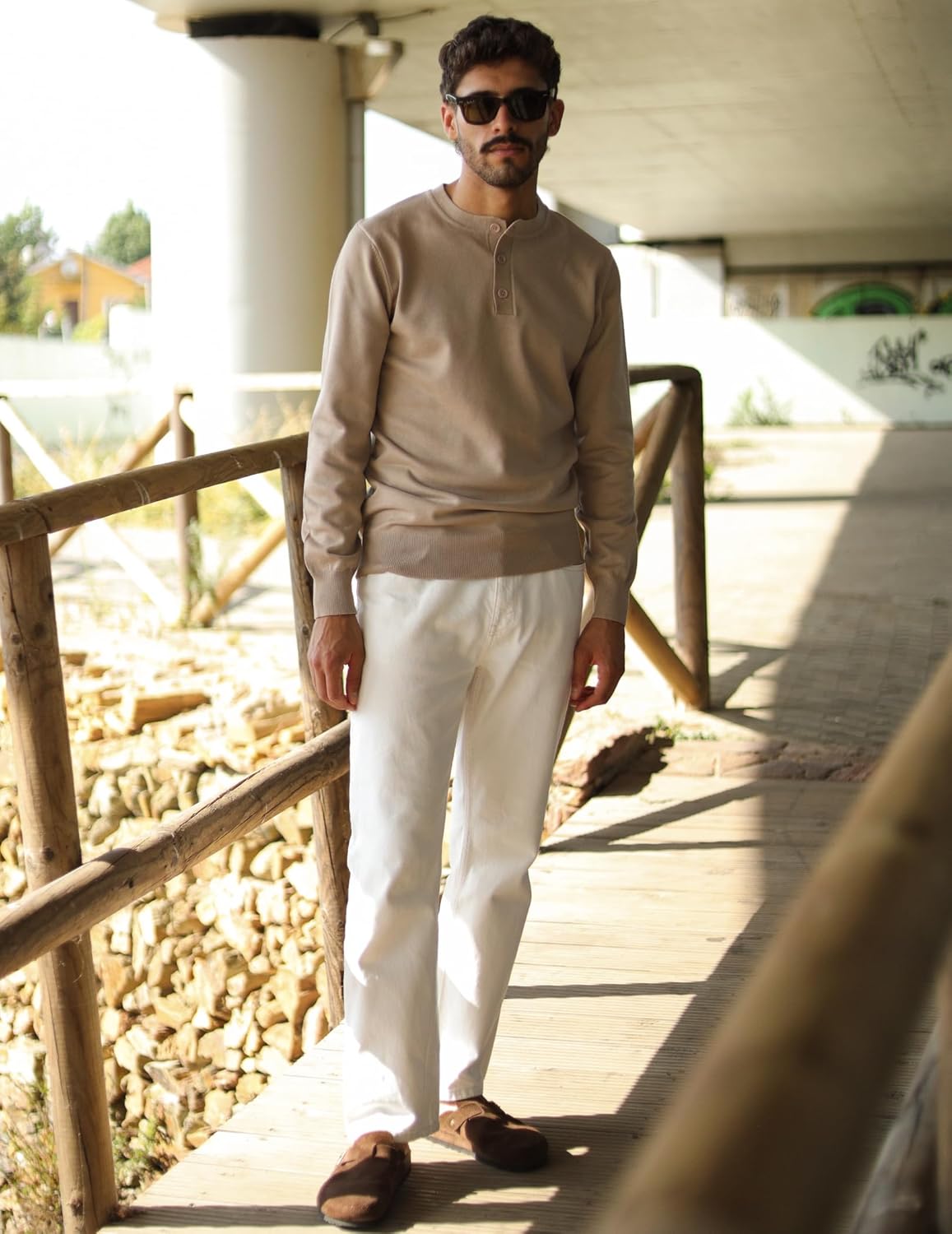 COOFANDY Mens Henley Sweater Long Sleeve Quarter Button Sweaters Casual Knit Pullover Sweater - Image 4