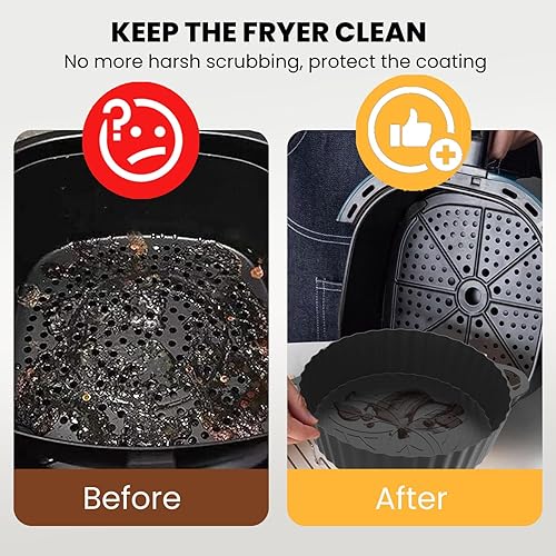 Miniatura 3 de iCakper Forros de silicona para freidora de aire, 2 piezas de freidora de aire de silicona reutilizables de 8.3 pulgadas, accesorios para freidora