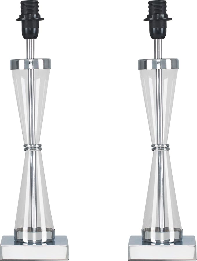 MiniSun Pair of Contemporary Polished Chrome Hourglass Design Table