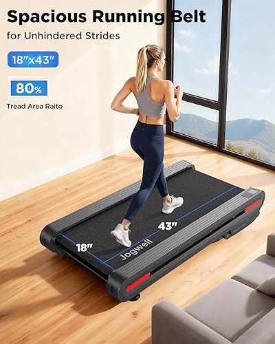Miniatura 2 de Jogwell Walking Pad Treadmill with 20%/15%/12% Auto Incline, Max 400/350lbs Capacity Treadmills for Home Office Under 35dB, Spacious Running Area,
