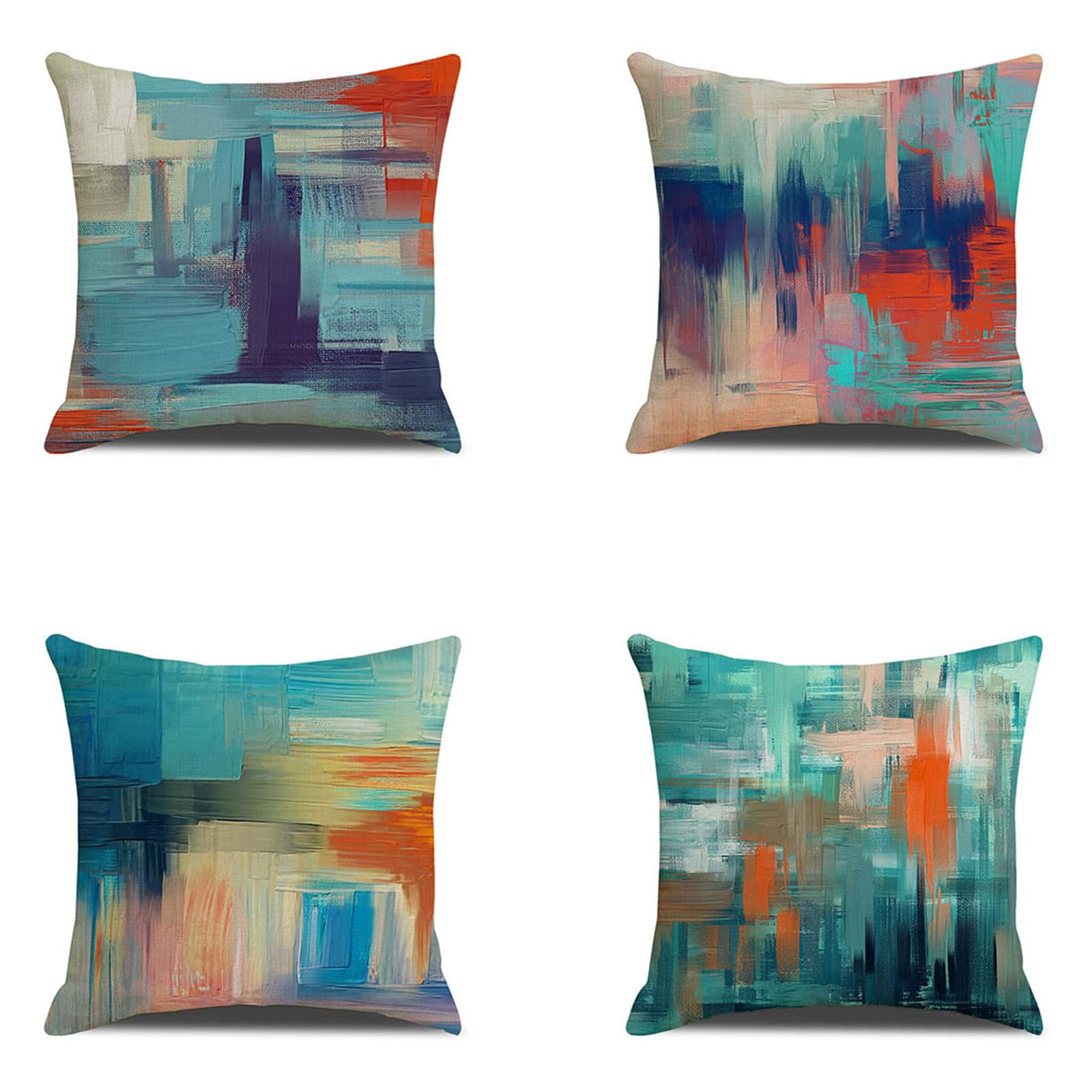 Housses de coussin 65x65cm lot de 4 taie oreiller extérieur canapé lin