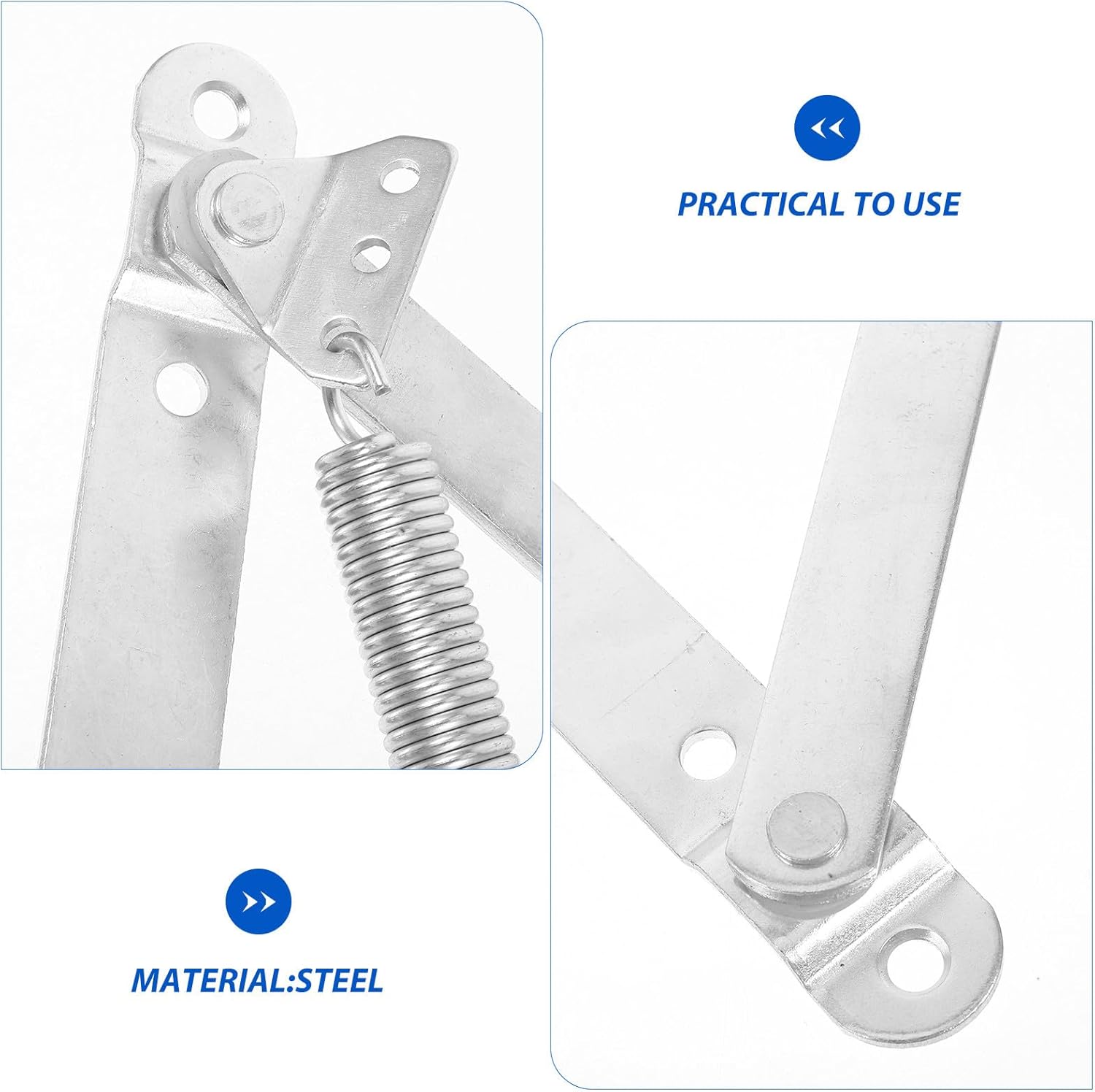 2Pcs Thickened White Zinc Triangular Spring Lifter Hinge for Sofa Bed Base Folding Sofa Bed Lifting Mechanism Box Support Hinge for Chaise Lounge Storage and Mid-Size