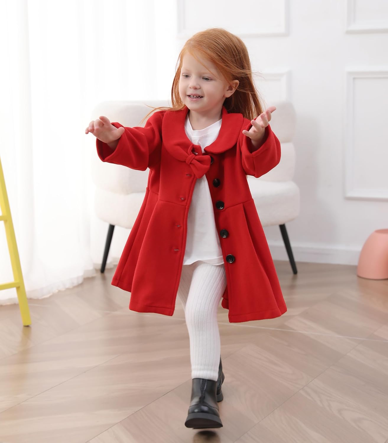 幼児 ベビー ガール コート 長袖 無地 ボタン 服 ジャケット 女の子 ドレス コート 秋冬服