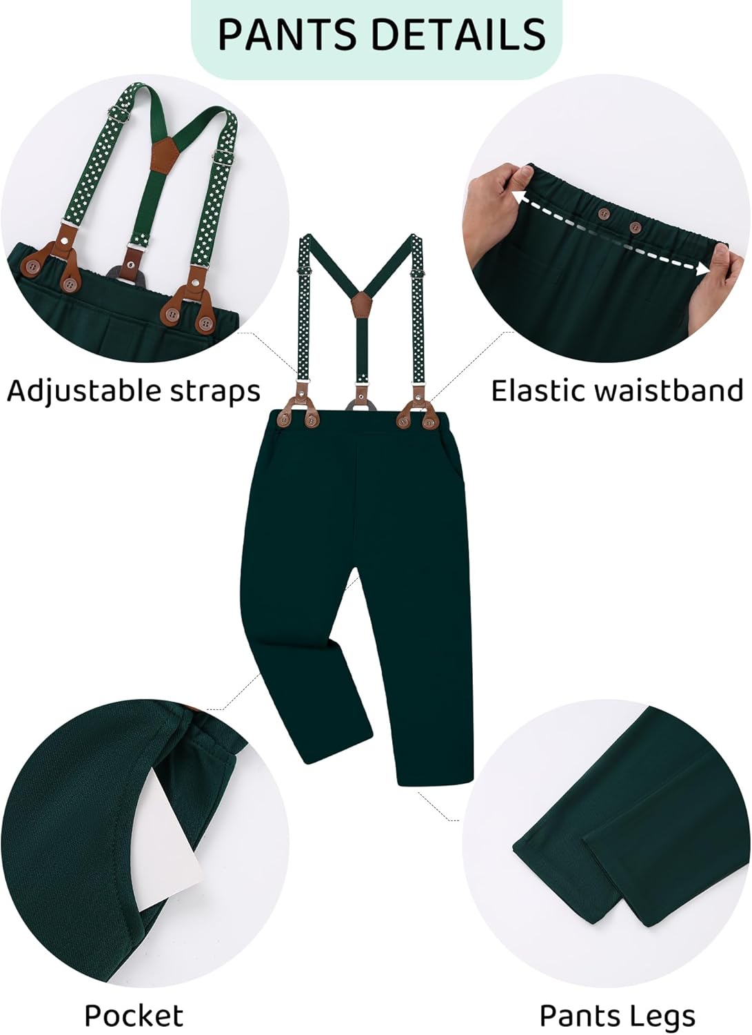 DISAUR Boys Suits 3 Pieces Formal Dress Shirt with Bowtie+Suspender Pants Boy Gentleman Outfits Set 4-8 Years - Image 4