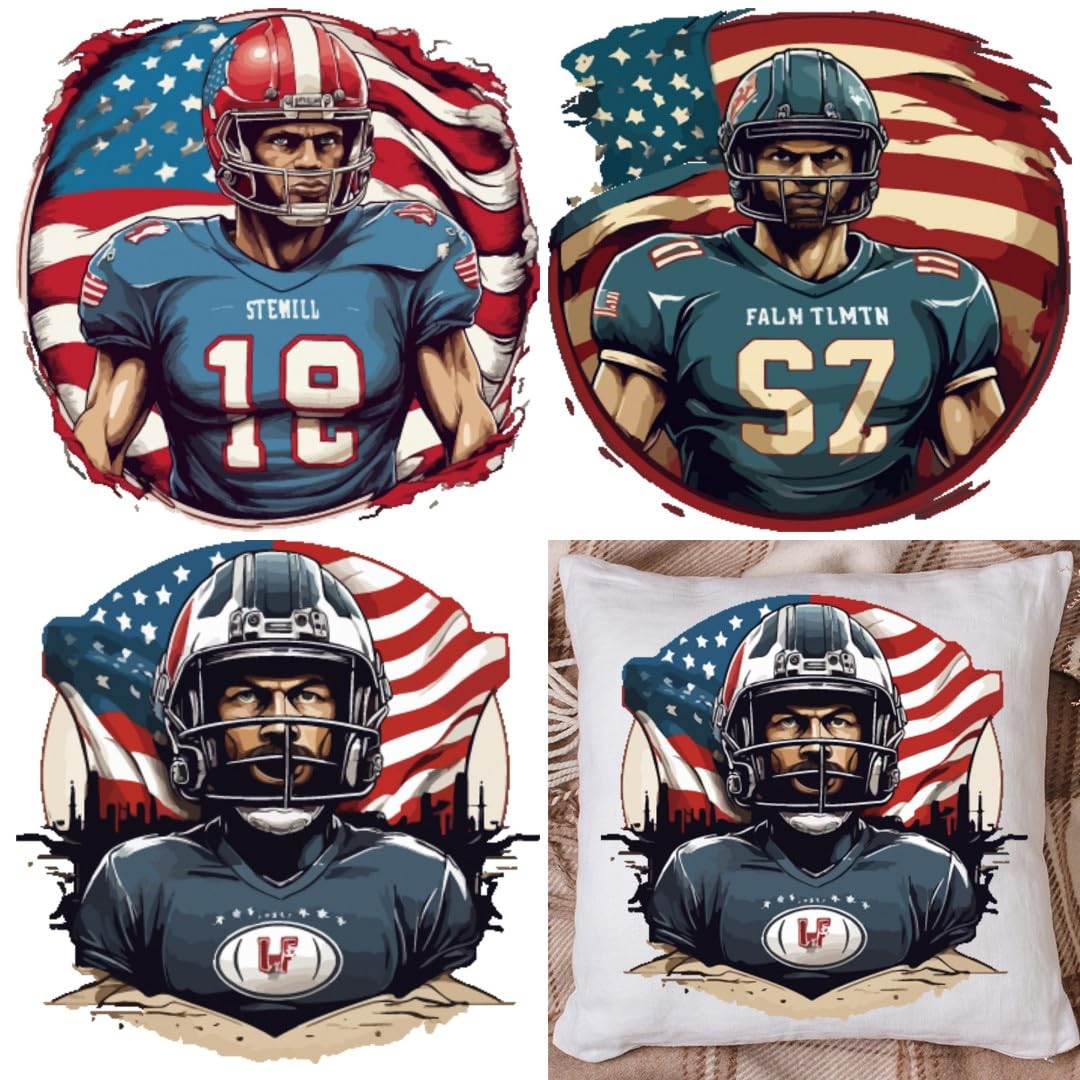American Football Iron On Transfers - Heat Transfer Vinyl Decals Patches Design - Stickers T-Shirts Clothing Hats Pillows Backpacks for Women Crafts (P3)