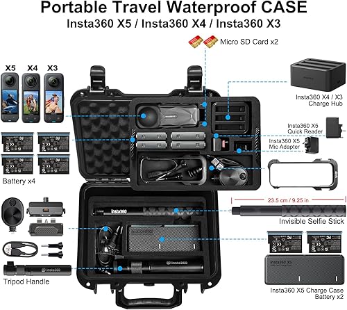 Miniatura 2 de Lekufee Funda de transporte impermeable para cámara Insta360 X5, Insta360 X4, Insta360 X3 y otros accesorios (solo funda)