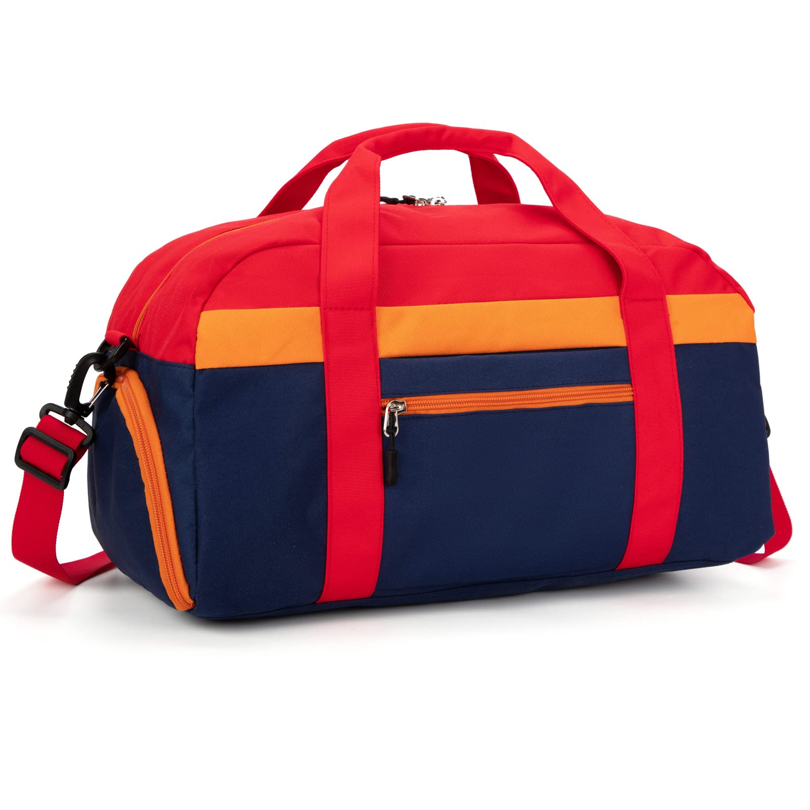 HawLander Kids Duffle Bag for Boys or Girls, Fit School Practice, or Overnight Travel (Navy Red)