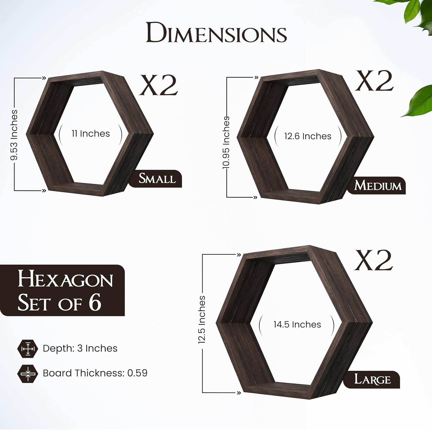Hexagon Floating Shelves Set of 6 Honeycomb Shelves for Wall, Wooden Hexagon Shelves for Farmhouse Storage.