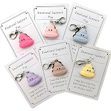 Tizee Emotional Support Poo - Funny Smile Poo Pocket Hug with Card, Gag Gift for Friends Family Classmates 6 Pack Silicone Keychain Set