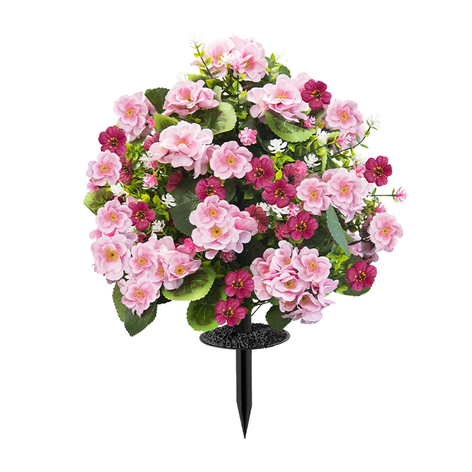 Sbshiouu Artificial Plant Leaves with Realistic Flower Ground Stake Outdoor Decoration for Garden Balcony Yard Patio Outdoor Garden Decoration