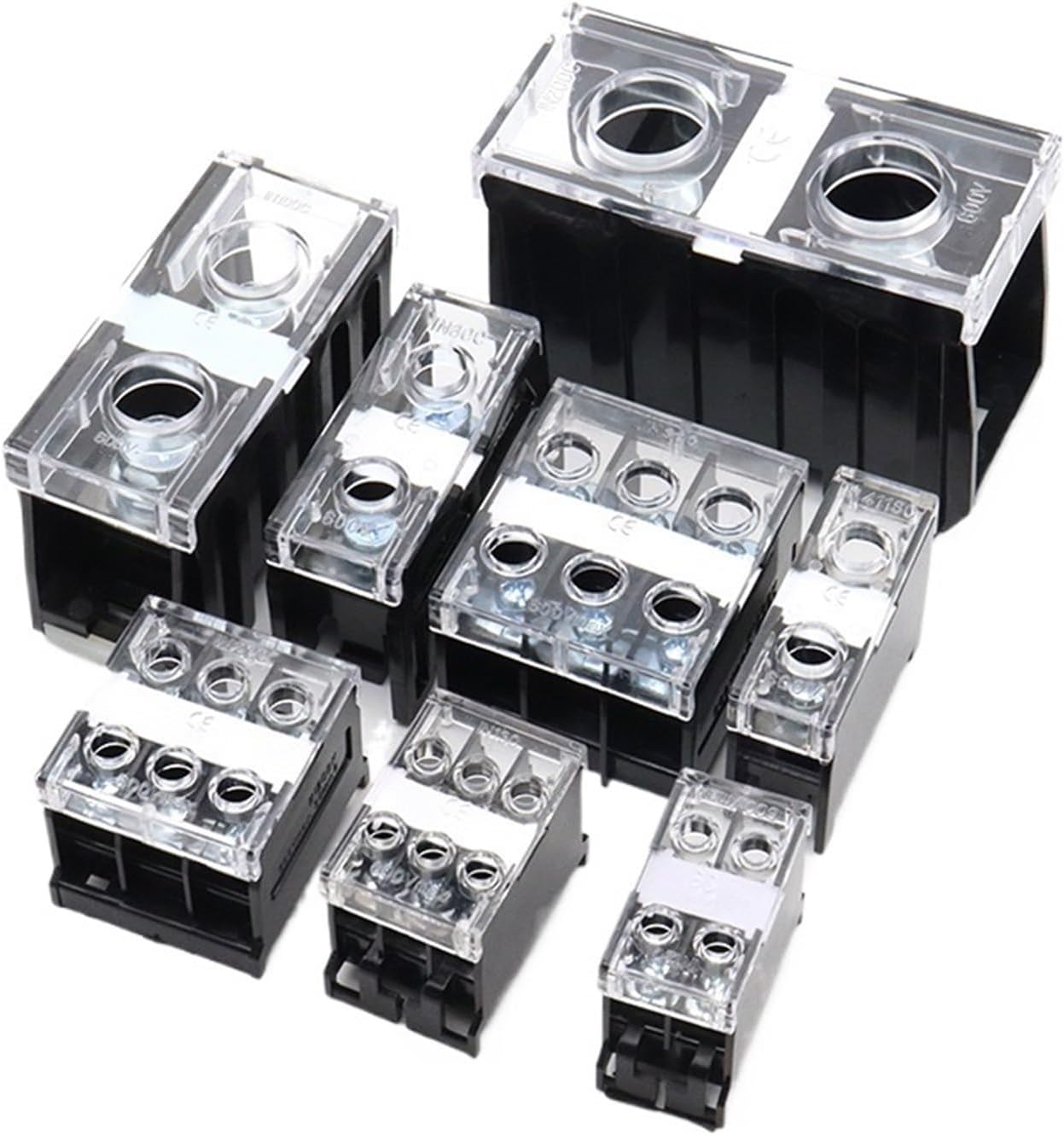 2pcs DIN Rail Terminal Block in Junction Box 600V 20/30/50/60/90/130/240A Split Type High Current Brass Junction Box Wire Connector