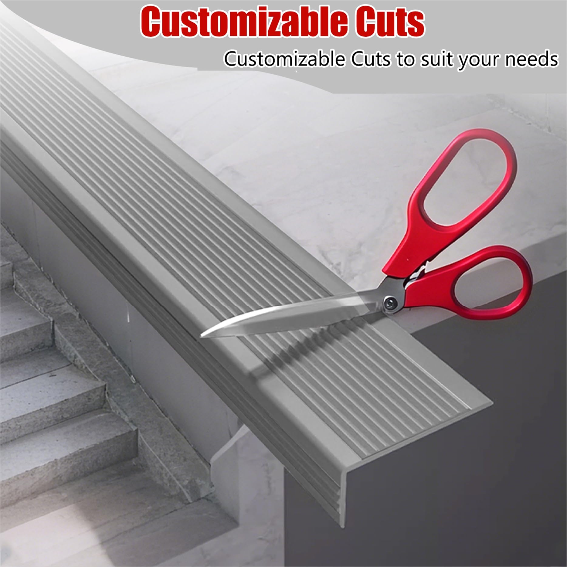 Perfil de PVC Autoadhesivo de Borde Tiras Antideslizantes para peldaños, Perfiles en Forma de L para escaleras(Gray,5m/16.40ft)