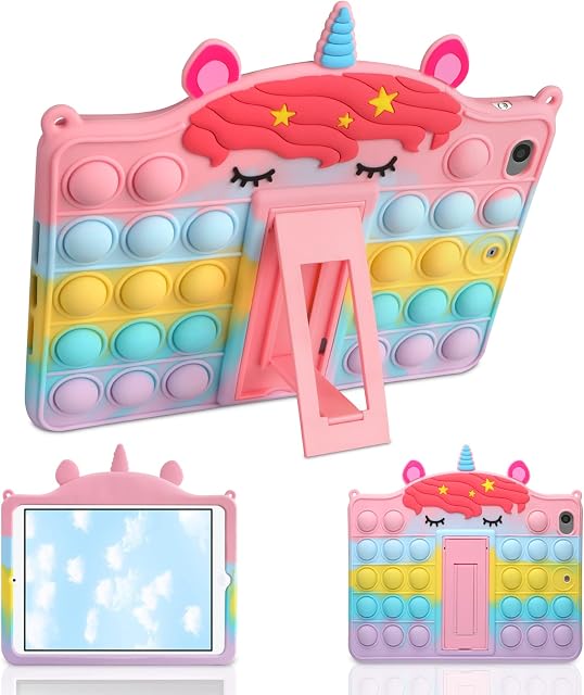 Vunake for iPad Mini 1 2 3 Case with Kickstand iPad Mini Case for Kids Girls Soft Silicone Tablet Case Cover Poppet Fidget Case for iPad Mini 1st 2nd 3rd Generation 7.9 Inch 2014/2013/2012 - Unicorn