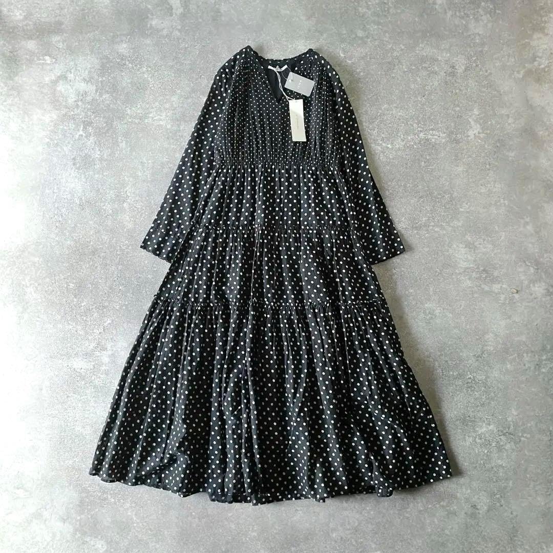 美品♡マキシ丈】サラマリカ 黒×金ストライプ フレアワンピース 【美品