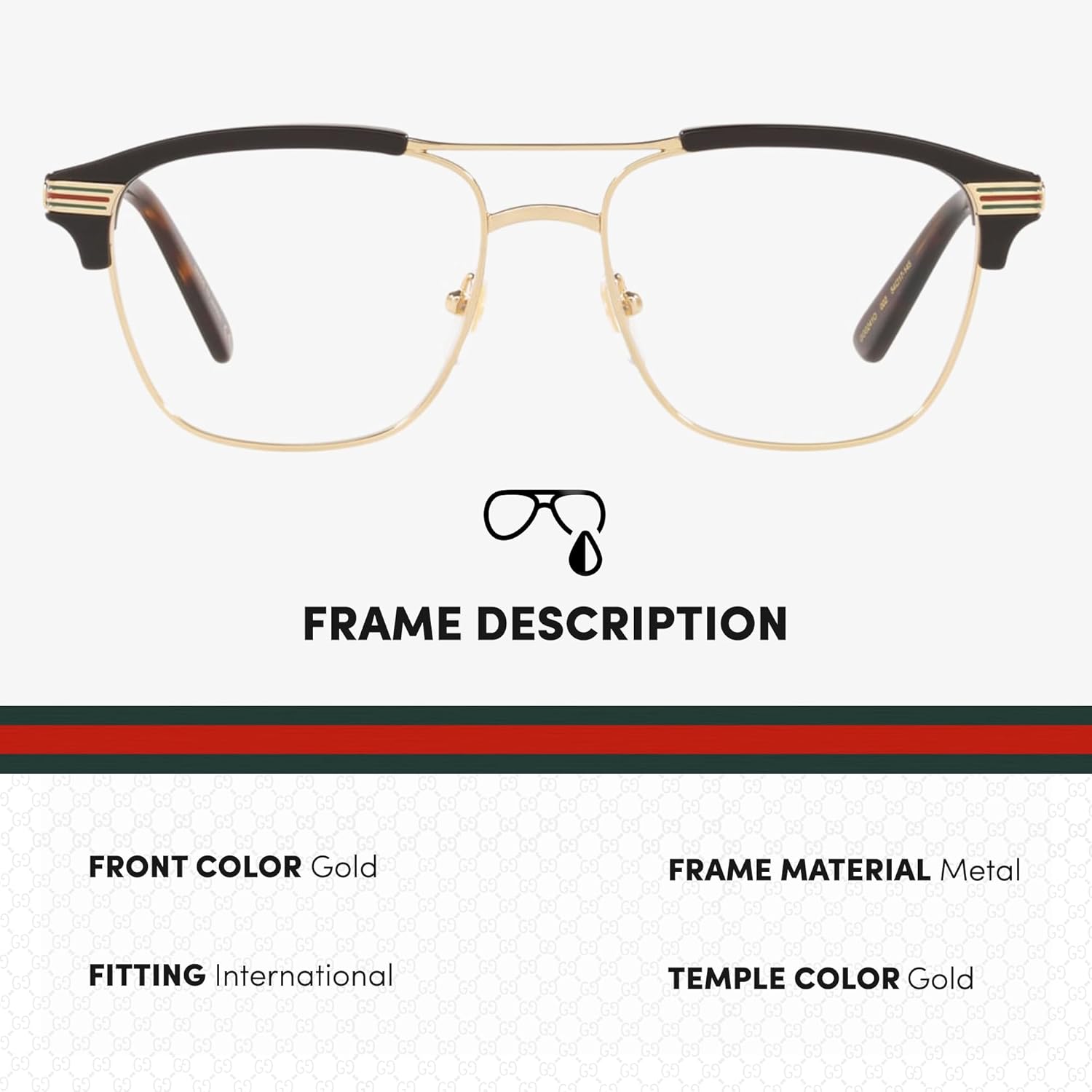 Gucci GG0241O Designer Fashion Eyeglasses Stylish Metal Rectangular Frame Eyewear with Luxury eSHADES Kit - Embrace Sophistication and Elegance - Image 2