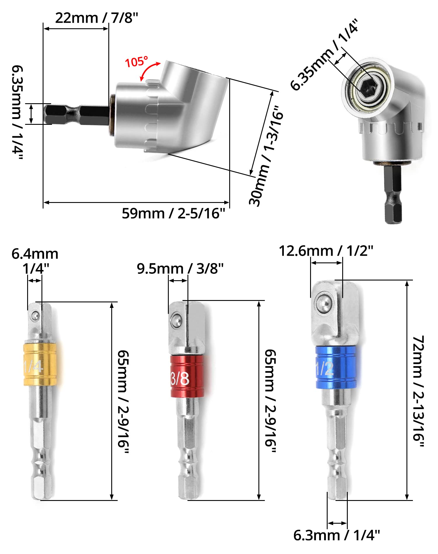 BEASAFY Winkelschrauber 105° - Rechtwinkel Adapter Für Akkuschrauber