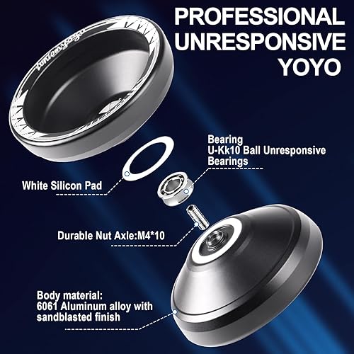 Miniatura 2 de LONTOMYOYO Yoyo profesional que no responde para profesionales y yoyos receptivos para niños principiantes, rodamientos de respuesta reemplazables,