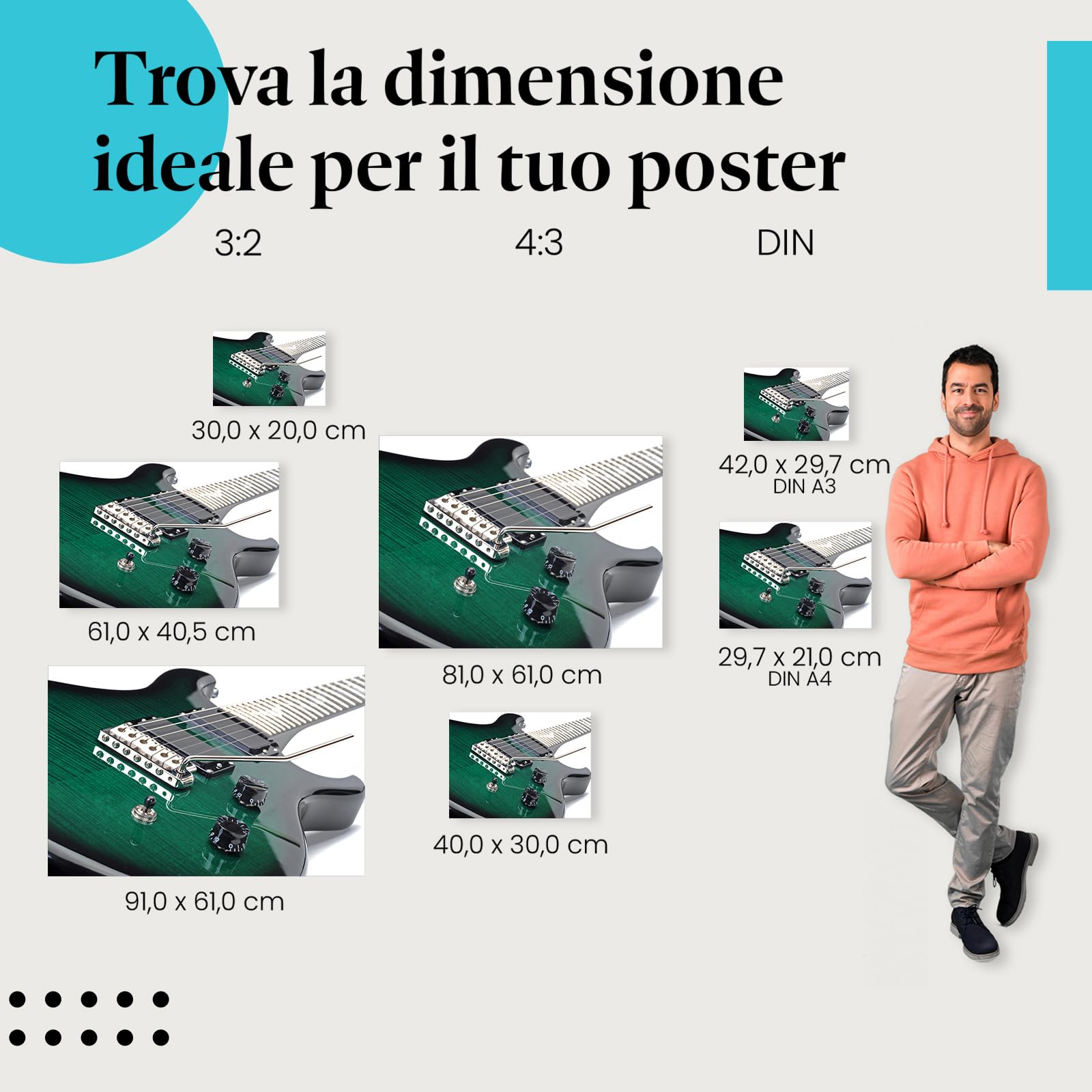 Postereck - 0931 - Chitarra elettrica, strumento musicale, suonare, band, rock - Decorazione da Parete, Stampa Fotografica, Ideen Regalo, Stampa d'Arte - Tela - 100,0 cm x 75,0 cm