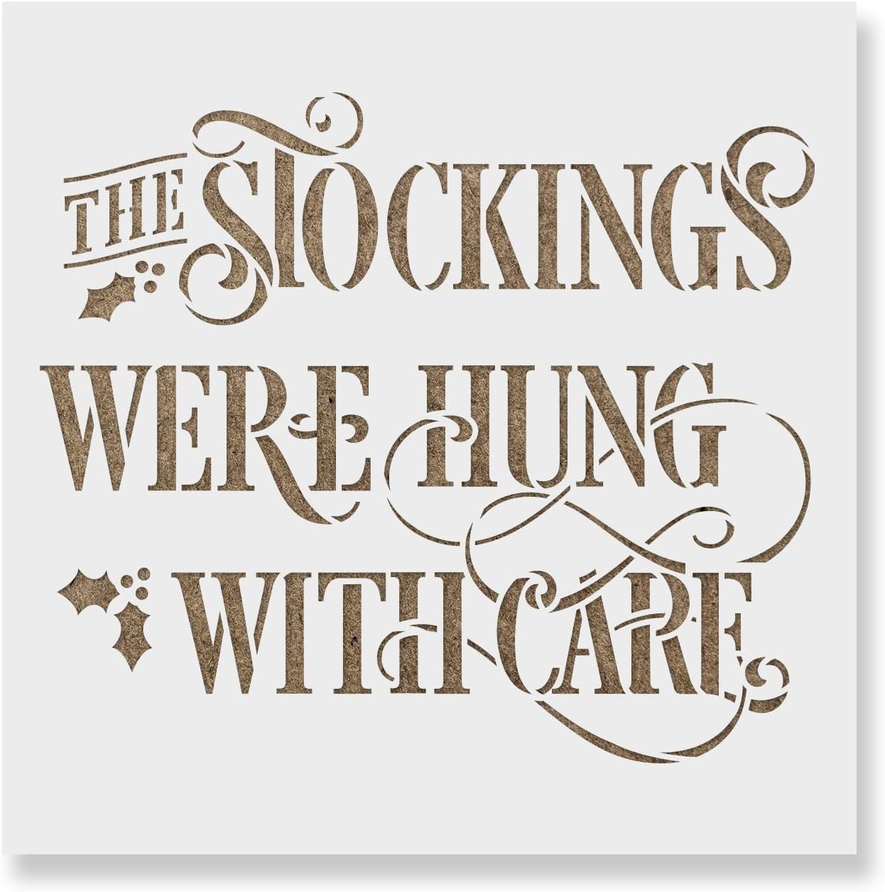 Stockings were Hung with Care Stencil - Christmas Wall Decor, Christmas Stencil Outline, Holiday Decor, Stocking Stencils for Painting