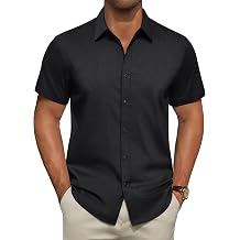 Mens Short Sleeve Dress Shirts Stretch Stain Shield Business Casual Button Down Shirts Solid Formal Wedding Tops