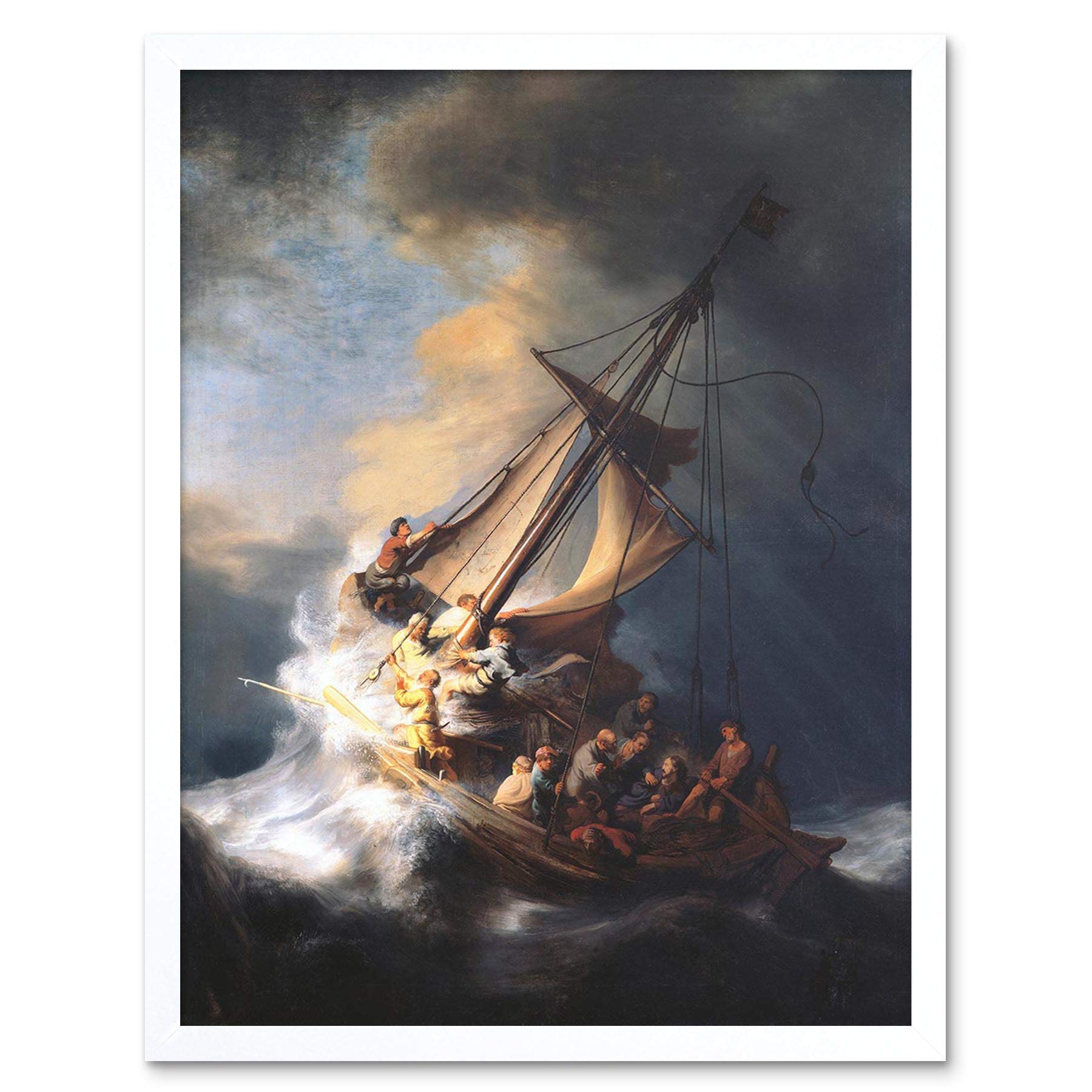 Rembrandt Christ in the Storm on the Sea of Galilee 1633 - Old Master Painting Print - Framed Biblical Scene Wall Art - Artery8