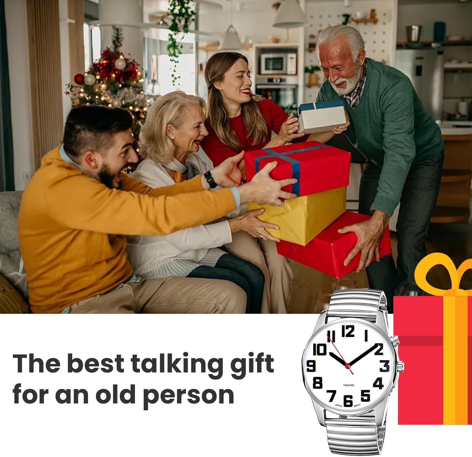 Atomic American English Talking Watch Speaks Clear and Loud Time, Date and Alarm time Perfect for Senior,Visually impaired or Blind People (Mens)