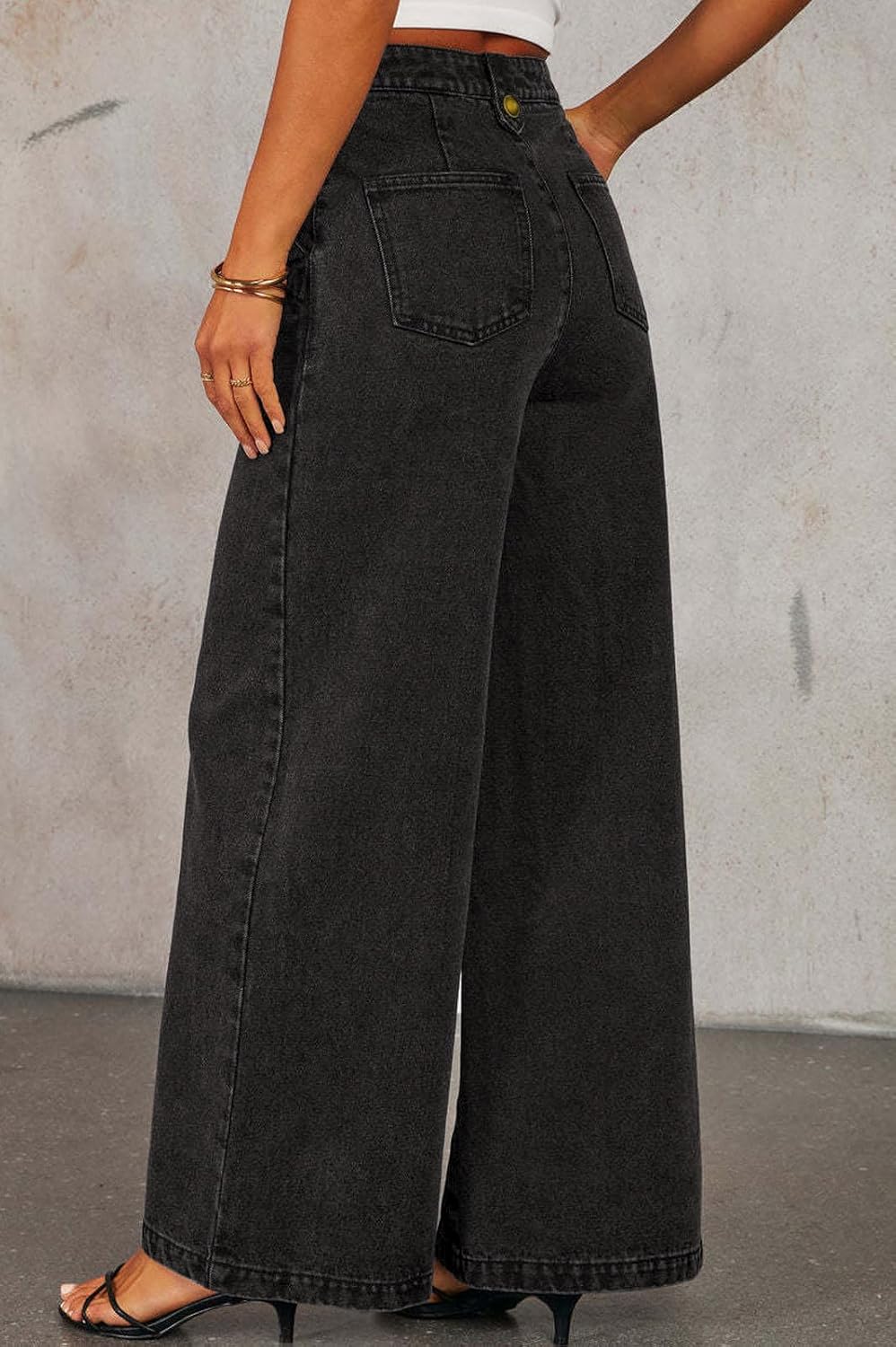 loveimgs Women 2 Piece Denim Set Button Sleeveless Jean Vest Denim Top Y2k Shirt Wide Leg Jeans Palazzo Pants Outfits - Image 7