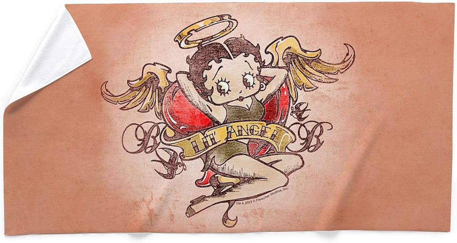 CafePress Betty Boop Tattoo Lil' Angel 30"x60" Absorbent Cotton Back, Soft Beach, Pool Towel