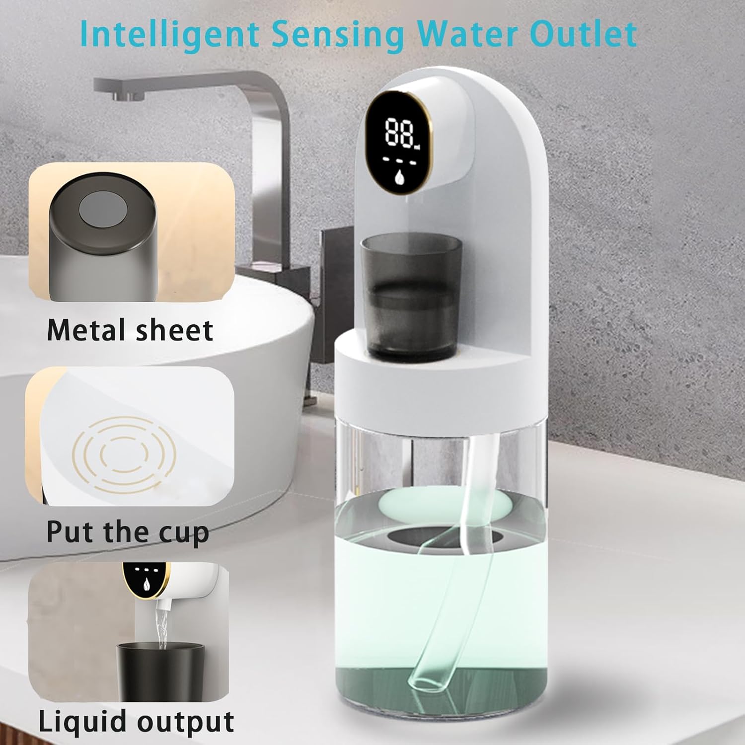 Mouthwash Dispenser, Automatic Smart Dispenser with LED Display & 4 Modes, Touch-Free Magnetic Spout, No-Drilling Wall Mounted, Large Visible Tank for Bathroom Essentials (Black) - Image 6