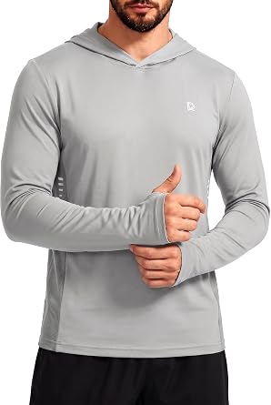 DAXIANG Mens Sun Hoodie UPF 50+ Fishing Shirt Sun Protection Long Sleeve Rash Guard Hiking Outdoor Athletic Quick Dry Shirt