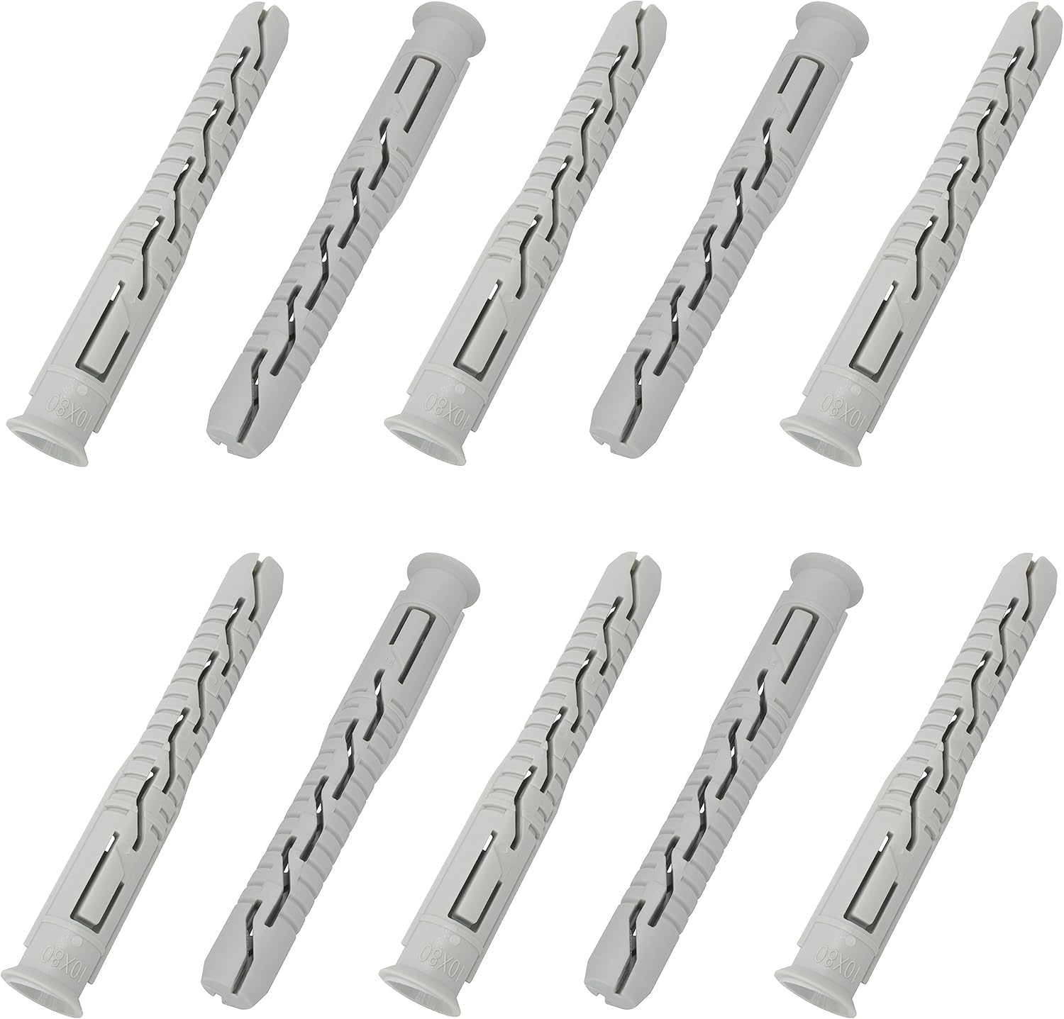 AERZETIX - C67082 - Set of 10 universal dowels Ø10 x 80 mm with beveled/countersunk flange - Polyamide - masonry fixing concrete brick block building screws Construction