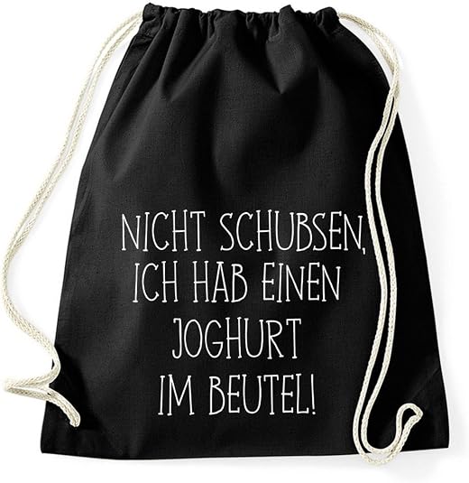 Jutebeutel Mit Spruch ‚Bitte Nicht Schubsen Ich Hab Nen Joghurt Im Beutel‘ – Baumwolle, 100 % Fair, Witziges Festival-Accessoire