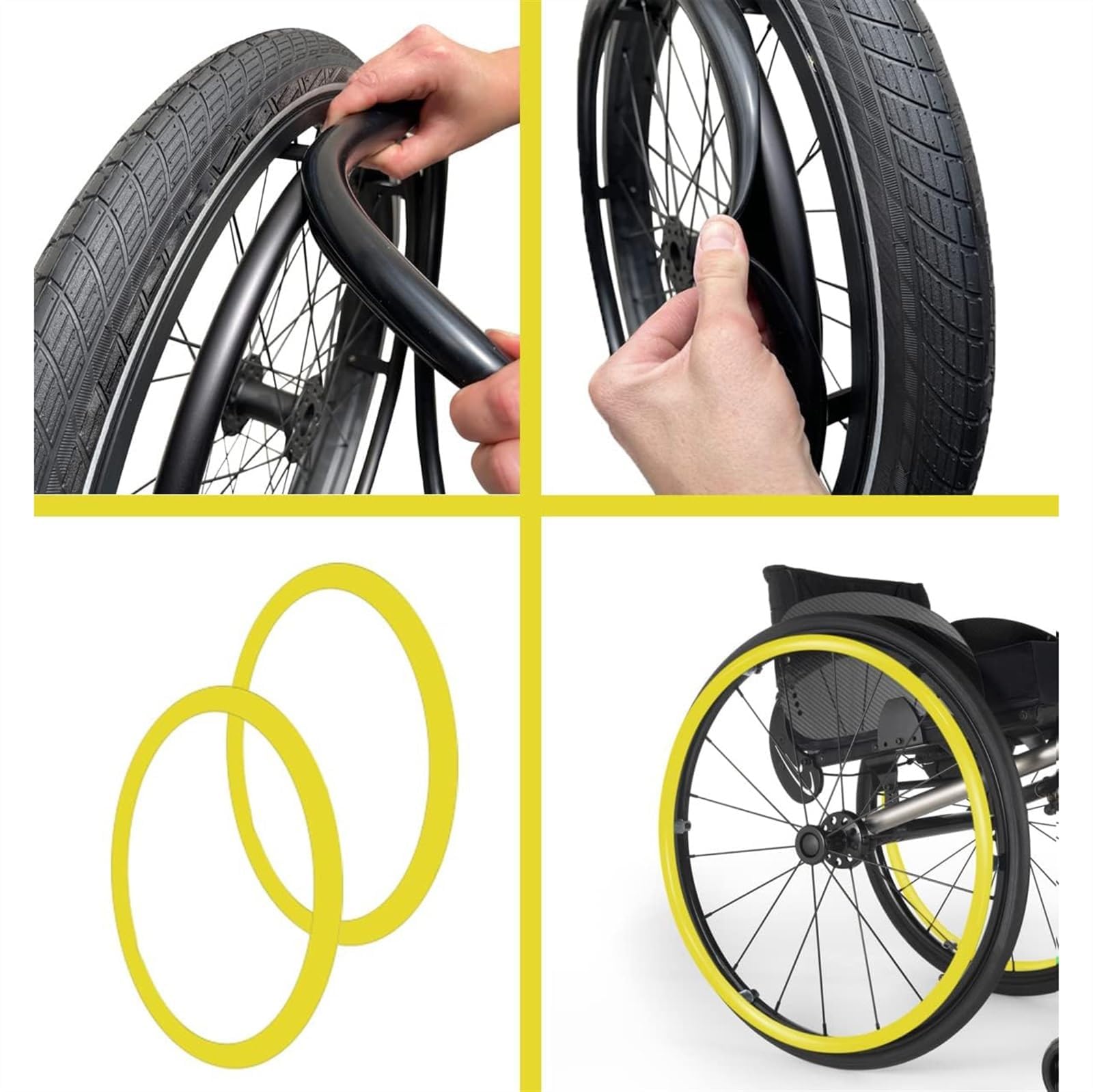 UYSELA 1 Paar Felgenhüllen aus Silikon für Rollstuhl, rutschfest und verschleißfest für eine bessere Haftung und Traktion, 55,8 cm, Violett