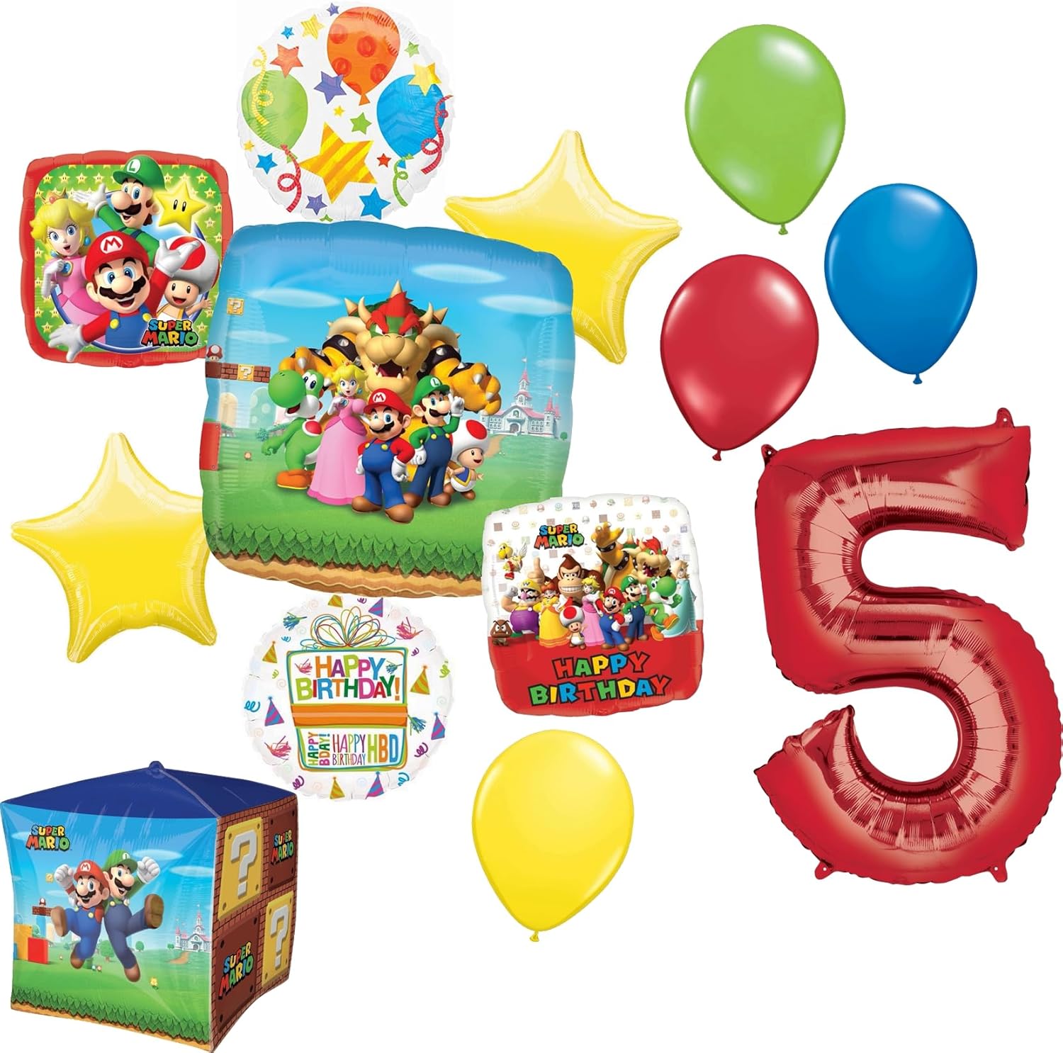 Anagram Mario Bros Party Supplies 5th Birthday Balloon Decorations