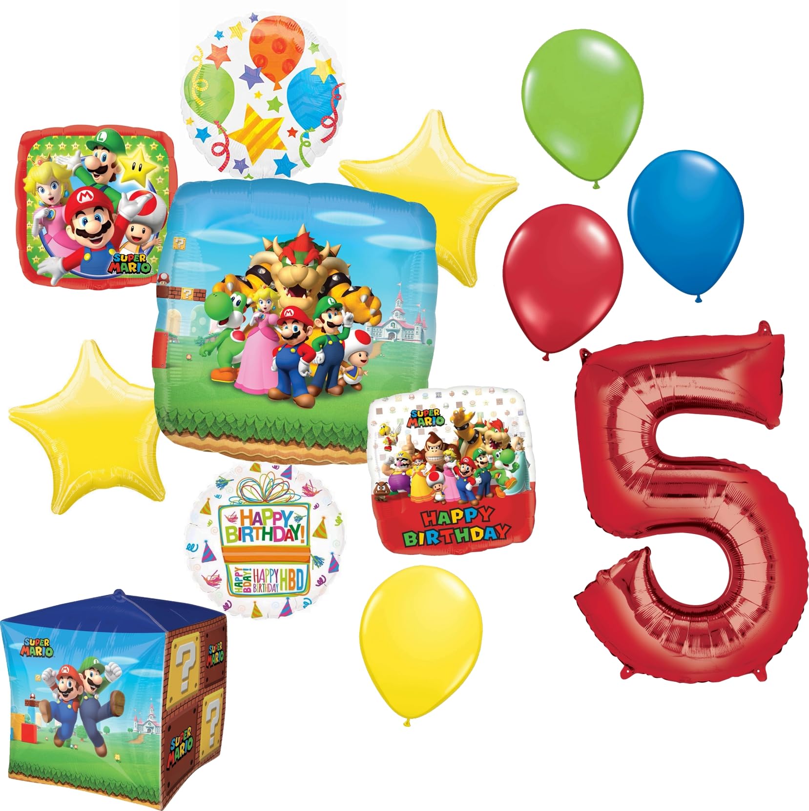 Anagram Mario Bros Party Supplies 5th Birthday Balloon Decorations
