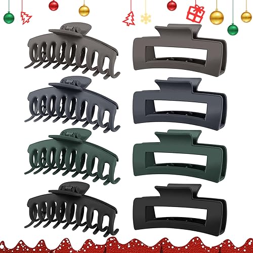 TOCESS Paquete de 8 pinzas grandes para el cabello para mujer, pinzas de garra grandes para cabello fino y rizado, agarre fuerte de los años 90,