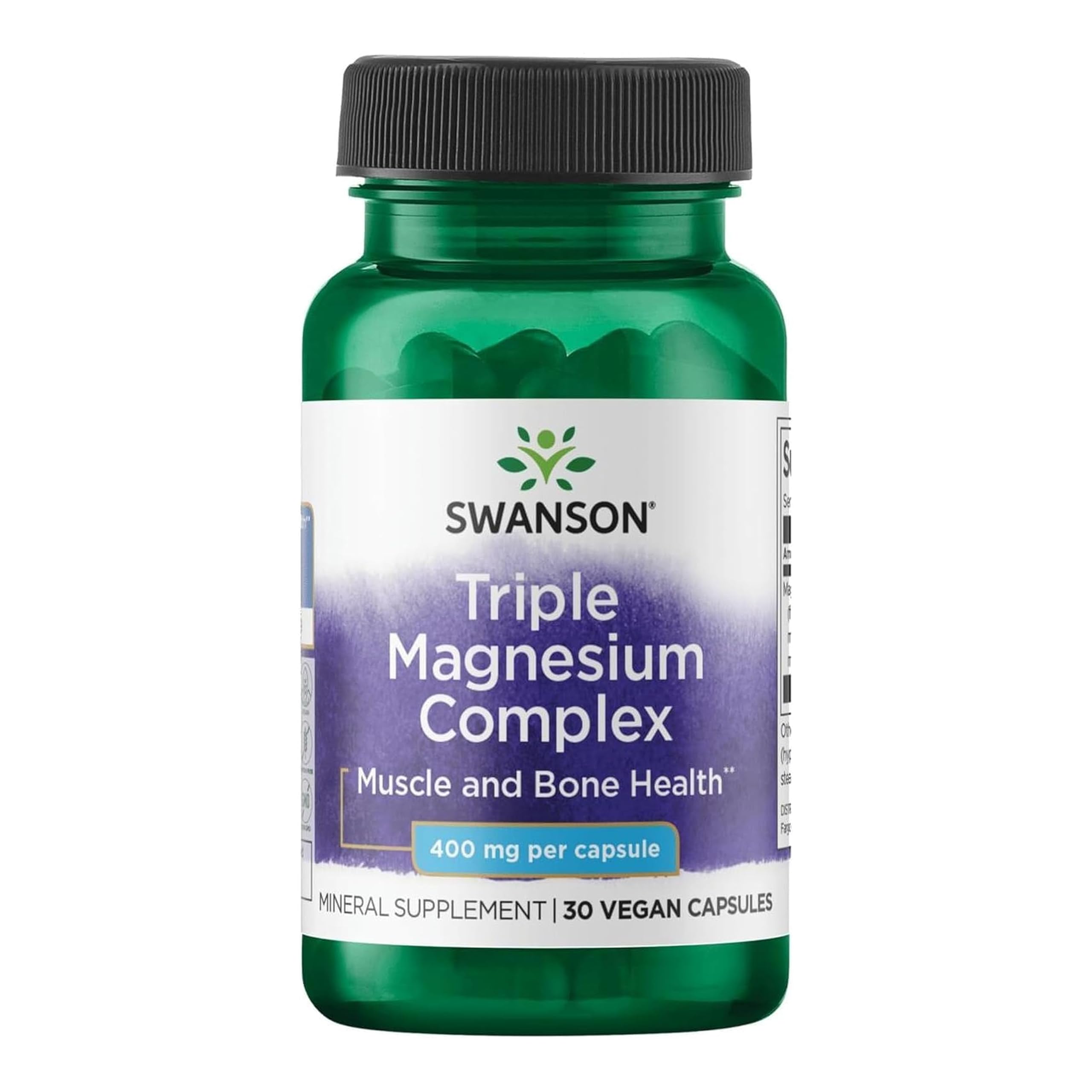Swanson Triple Magnesium Mineral Complex, 400 mg, 30 Caps 30 Count (Pack of 1)