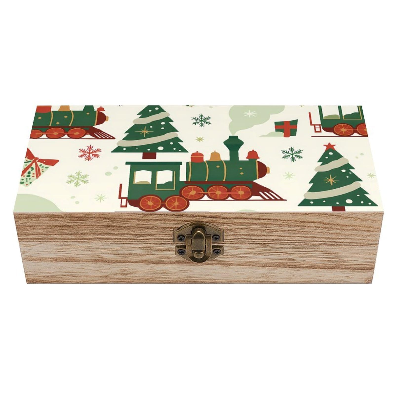 HLBSDM Christmas Train Tree Retro Wooden Storage Box Jewelry Art Gift Boxs Decorative Keepsake Boxes