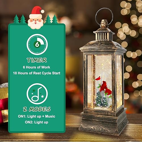Miniatura 101 de Globo de nieve de muñeco de nieve de Navidad, linterna musical de muñeco de nieve con temporizador de 6 horas forrado por USB, funciona