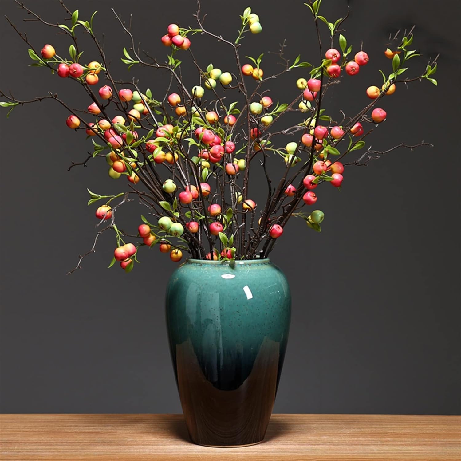 Vase Ceramic Vases Decorations Home Furnishings New Chinese Style Living Room Dry Flower Arrangement Hydroponics Green Plants Flower Vases Suitable for dining and living room home decoratio(Small)