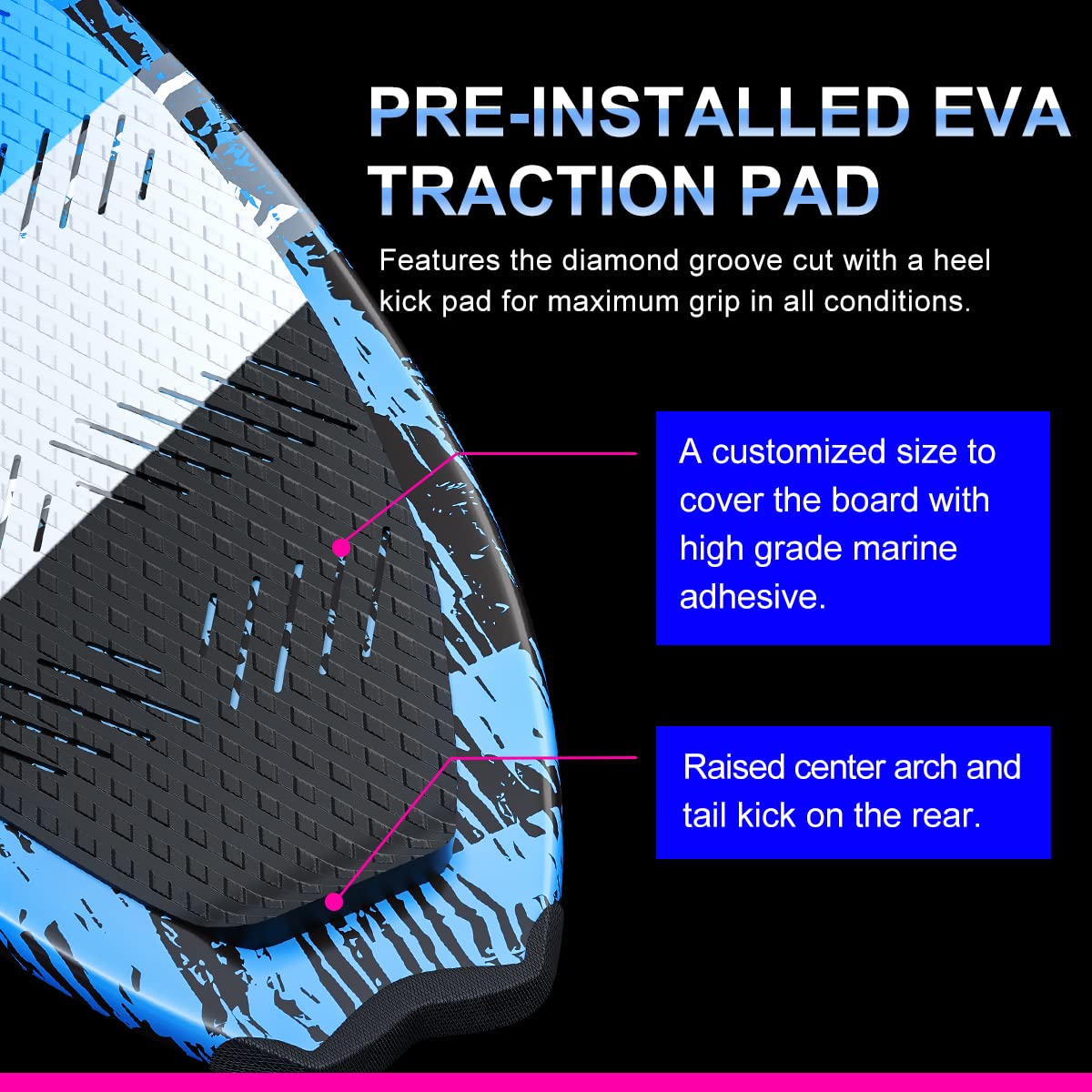 WOOWAVE Wakesurf Board 49 inch with 2 Removeable Tail Fins, Light EPS Core and EVA Traction Pads Perfect Surfing for Kids Adults Beginners