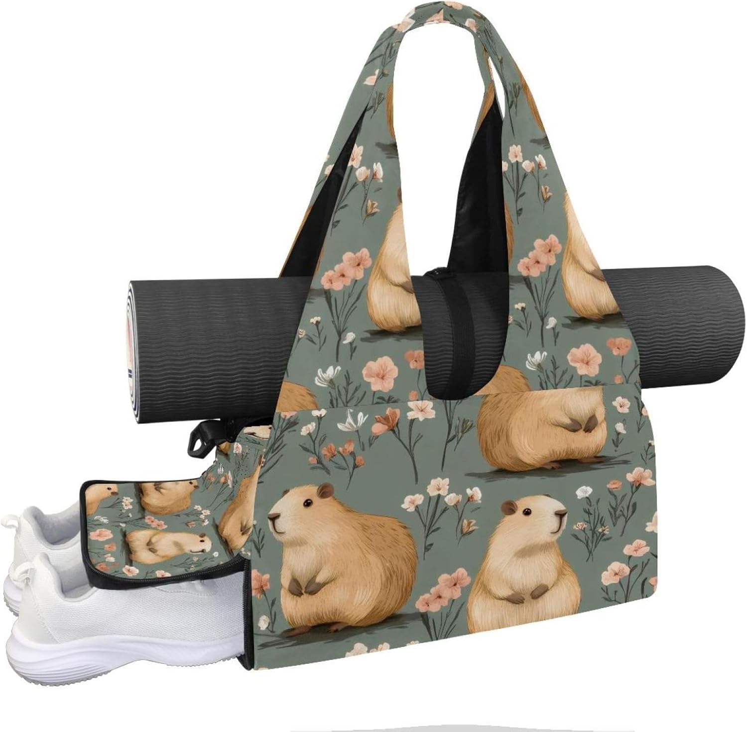 Gym Bag for Women, Skulls Galaxy Nebula Yoga Mat Bag with Shoe Compartment, Sport Yoga Gym Bag with Yoga Strap, Carryall Yoga Tote Bag