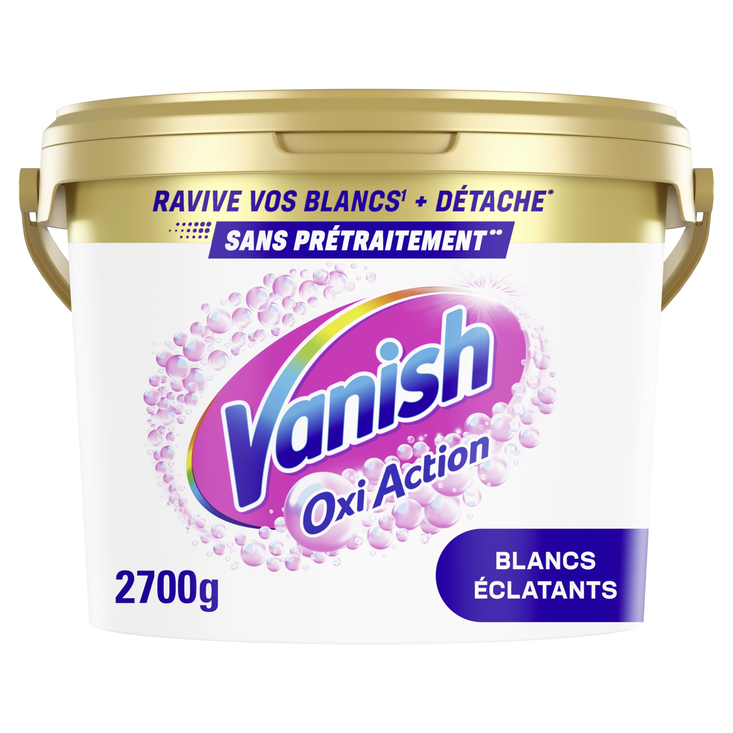 Vanish Oxi Action Poudre Détachant textile et Raviveur de Blancheur - Efficace sur les tâches tenaces - 2,7kg