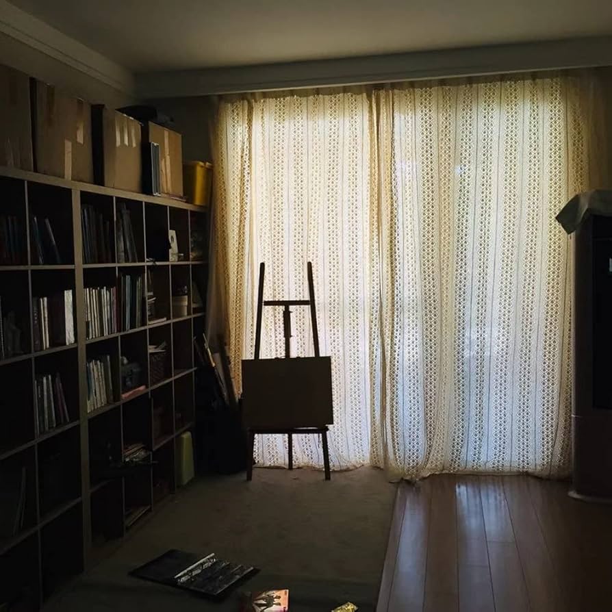 イギリスVintage　クロッシェ編レース　カットワーク　間仕切りカーテンW80 イギリスVintage クロッシェ編レース カットワーク 間仕切り