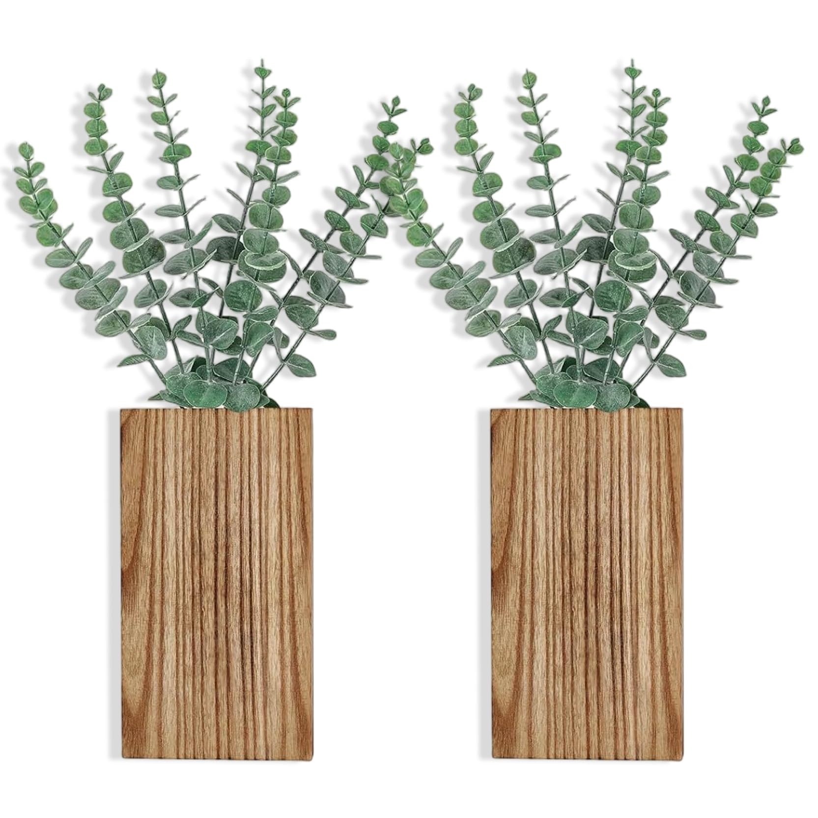 Jardinière murale avec Eucalyptus en bois pour décoration verticale (Lot de 2)
