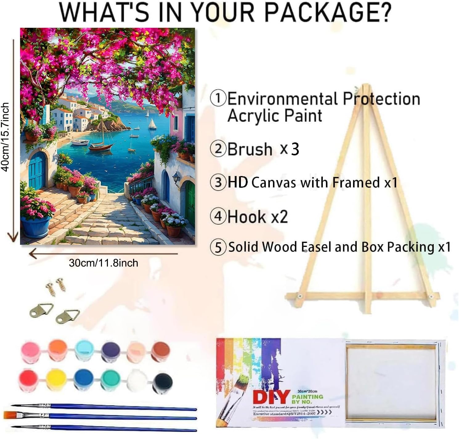 MIRCVSH Scenery Paint by Numbers Kit for Adults,Framed Landscape Paint by Number Kits on Canvas with Brushes,Flowers and Sea Oil Painting Kits with Wooden Easel for Home Wall Decor 12X16 Inch.