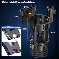 Vista 4 de KDD Expansor de portavasos para automóvil, adaptador de portavasos 3 en 1 con base ajustable, soporte para teléfono desmontable y bandeja