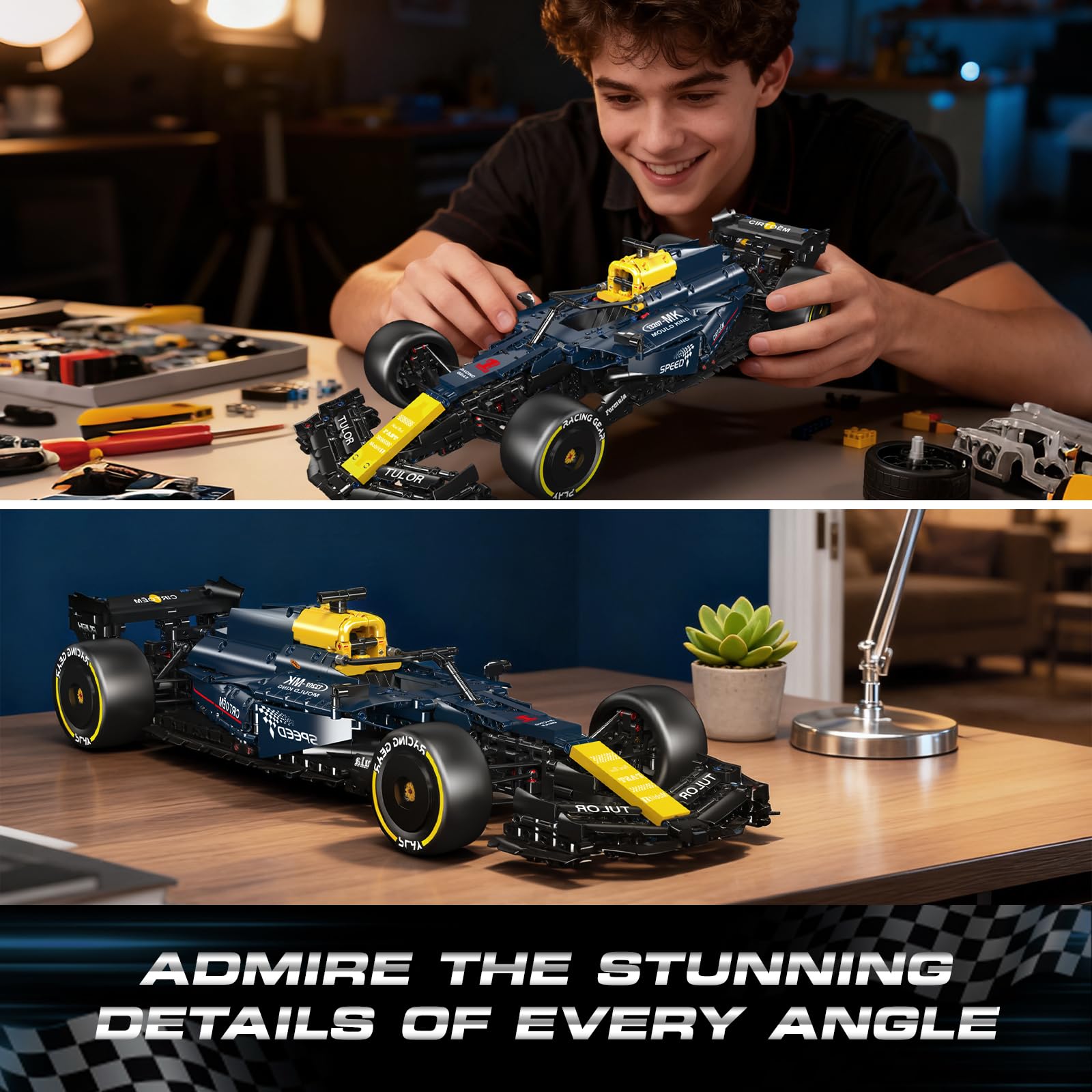 Mould King 13207 Juego de construcción de Coche Deportivo técnico, supercoche estático para exhibición, Modelo Coleccionable de Bloques para 14+, 1810 Piezas